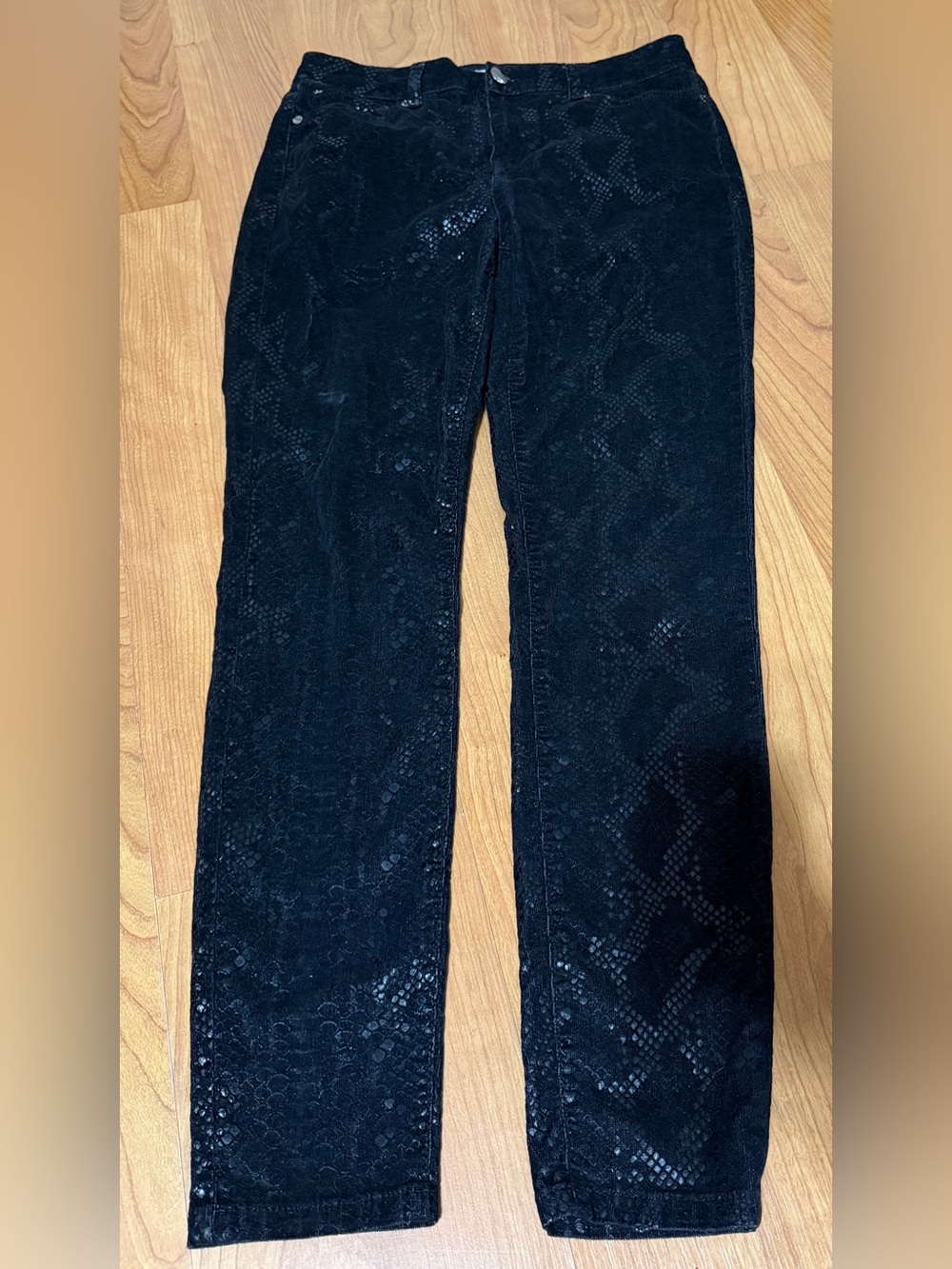 Ted Baker Women's Black Snakeskin Corduroy Pants Slim Stretch size 30
